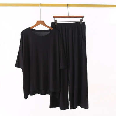 Liela izmēra 7XL 150 KG Sieviešu Modal Pidžamu komplekti Vasaras augšdaļa ar īsām piedurknēm un bikses Sieviešu mīksts guļamveļa uzvalks guļamveļa