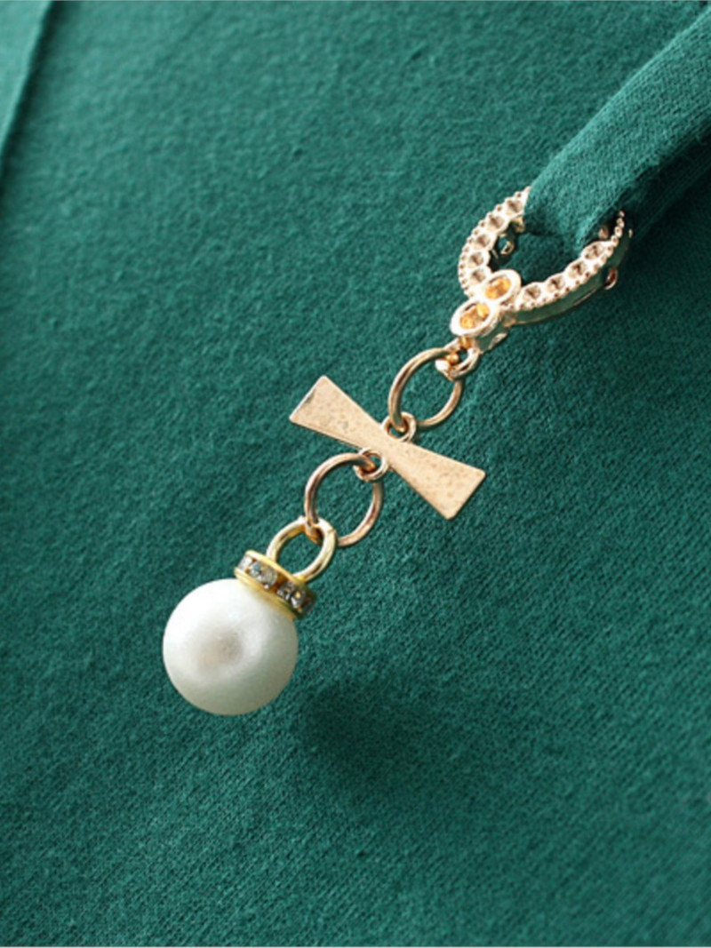 Liela izmēra T-krekls Vasaras T-krekli Sieviešu apģērbi Brīvi Kokvilnas Metāla Pērļu Kulonu Dekorācijas Topi ar īsām piedurknēm