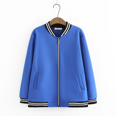 4XL liela izmēra jaka sievietēm, 2023. gada atsperu apkakle, beisbola formas tērps ar garām piedurknēm, svītraini virsdrēbes, lielizmēra izliektas drēbes