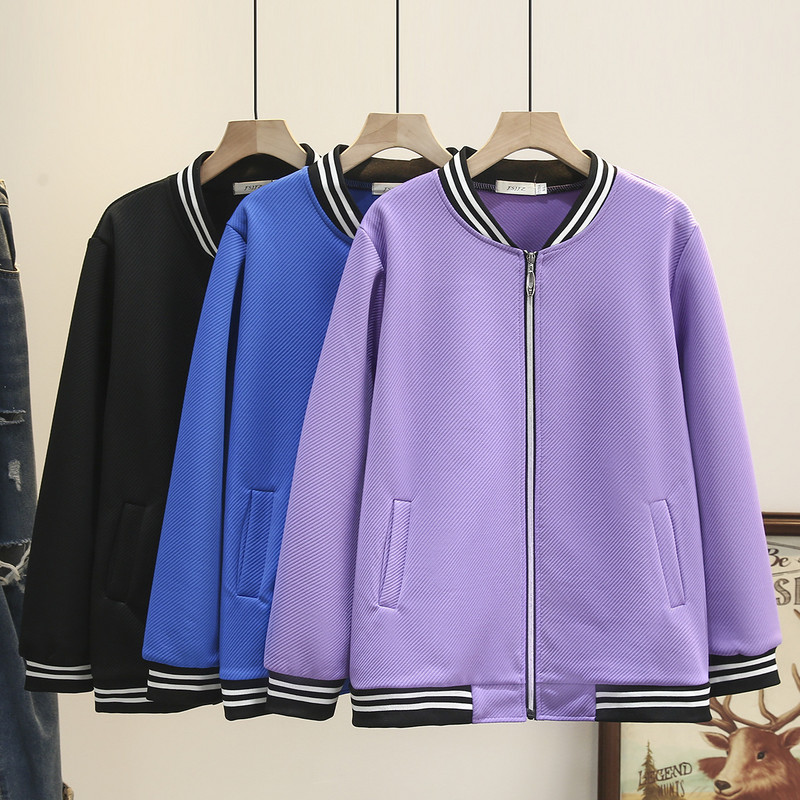 4XL liela izmēra jaka sievietēm, 2023. gada atsperu apkakle, beisbola formas tērps ar garām piedurknēm, svītraini virsdrēbes, lielizmēra izliektas drēbes