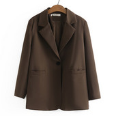 4XL liela izmēra sieviešu žakete, 2023. gada pavasara vienas pogas uzvalka jaka, vienkārša, tīras krāsas temperamenta, piepilsētas virsdrēbes, izliektas drēbes