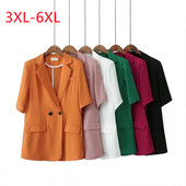 Lieli sieviešu apģērbi 2022 vasara jauns modes temperaments atpūta Plus Size daudzkrāsains kostīms ar īsām piedurknēm mētelis 3XL 4XL 5XL 6XL