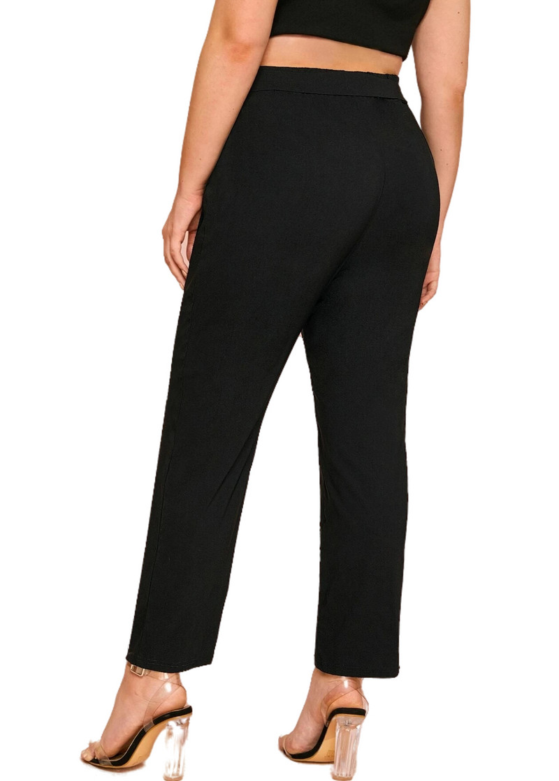 Liela izmēra vasaras pavasara elegantas bikses sievietēm vērtne elastīga jostasvieta gara taisna zīmuļa bikses liela izmēra darba biroja bikses 4XL 5XL