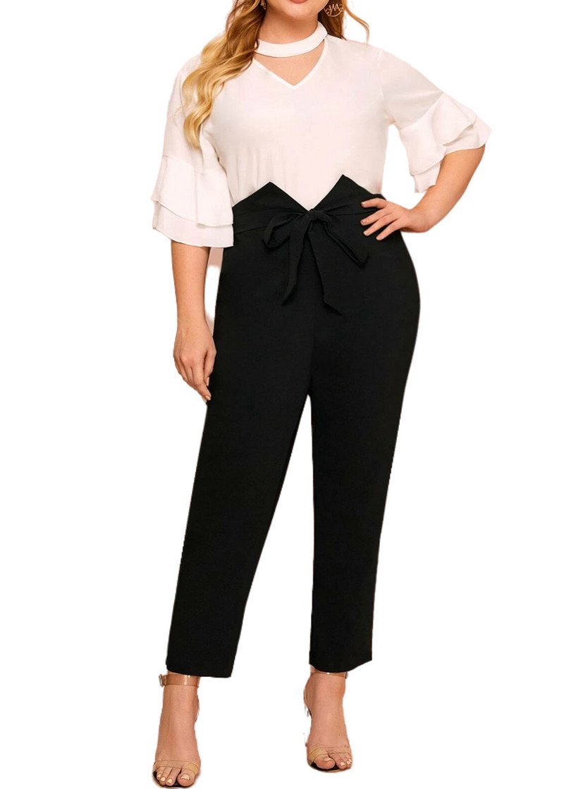 Liela izmēra vasaras pavasara elegantas bikses sievietēm vērtne elastīga jostasvieta gara taisna zīmuļa bikses liela izmēra darba biroja bikses 4XL 5XL