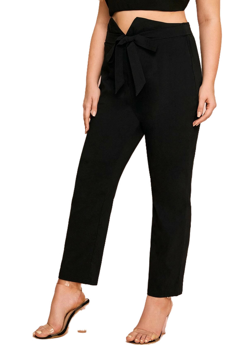 Liela izmēra vasaras pavasara elegantas bikses sievietēm vērtne elastīga jostasvieta gara taisna zīmuļa bikses liela izmēra darba biroja bikses 4XL 5XL