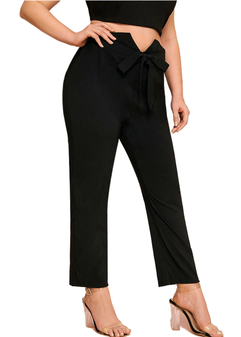 Liela izmēra vasaras pavasara elegantas bikses sievietēm vērtne elastīga jostasvieta gara taisna zīmuļa bikses liela izmēra darba biroja bikses 4XL 5XL