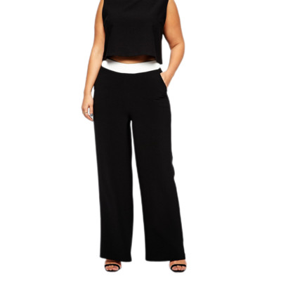 Liela izmēra pavasara rudens platas bikses sievietēm brīvs elastīgs viduklis, oficiāla darba biroja garās bikses sievietēm liela izmēra elegantas bikses 5XL