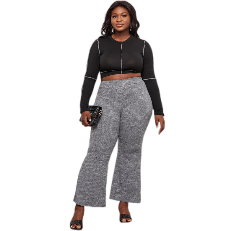 Liela izmēra pavasara rudens brīvas ikdienas bikses sievietēm elastīgas jostasvietas kāja Palazzo garās bikses bikses sievietēm liela izmēra bikses 4XL