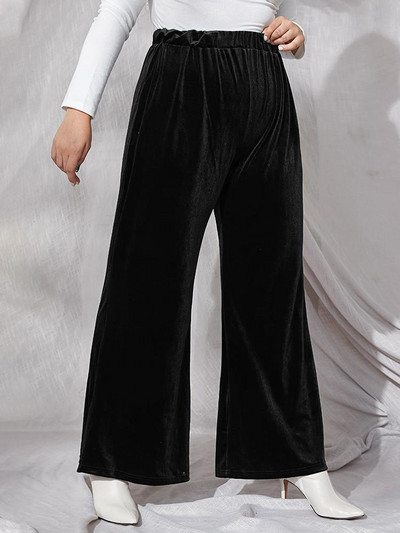 Liela izmēra rudens ziemas modes bikses sievietēm brīvi pieguļošas elastīgas jostasvietas platas kājas darba biroja bikses sievietēm liela izmēra bikses 4XL 5XL