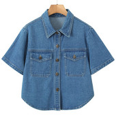 Liela izmēra īsa džinsa jaka Labas kvalitātes sieviešu apģērbi 2023. gada vasaras Honkongas stils ikdienas mētelis Lielizmēra Curve N8704