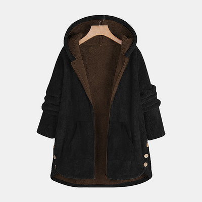 L-5XL Plus Size Γυναικεία Ρούχα Μπουφάν Φθινόπωρο Χειμώνας 2022 Γυναικεία Μόδα Φαρδιά μακρυμάνικη κουκούλα που συρρέουν ζεστό παλτό