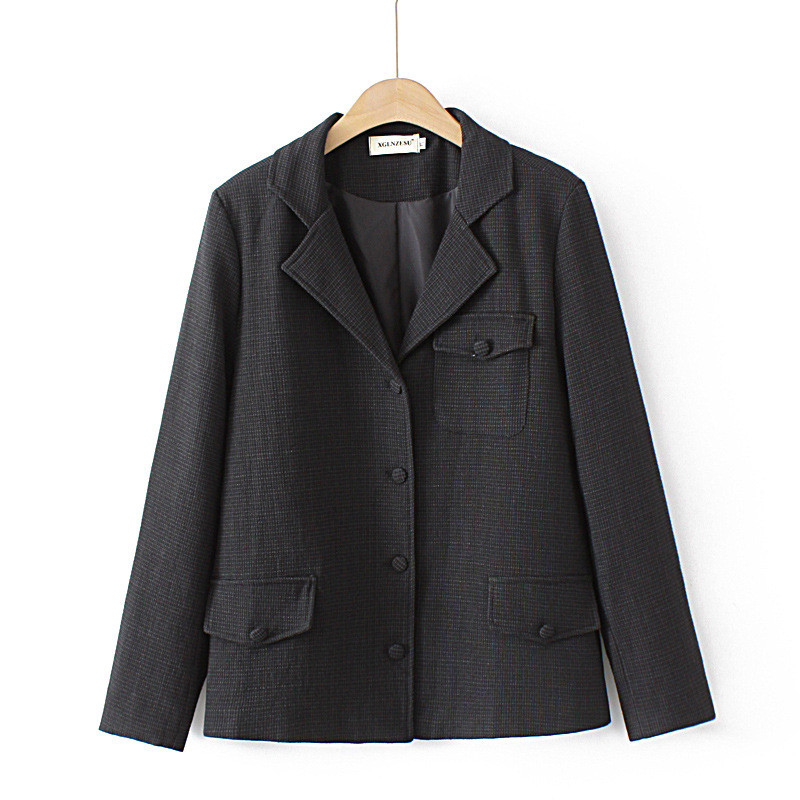 2022. gada rudens žakete lielizmēra sieviešu apģērbs 4 xl brīvi pieguļošs uzvalks ar vienrindu jaka Prairie Chic trīs kabatām virsdrēbēm