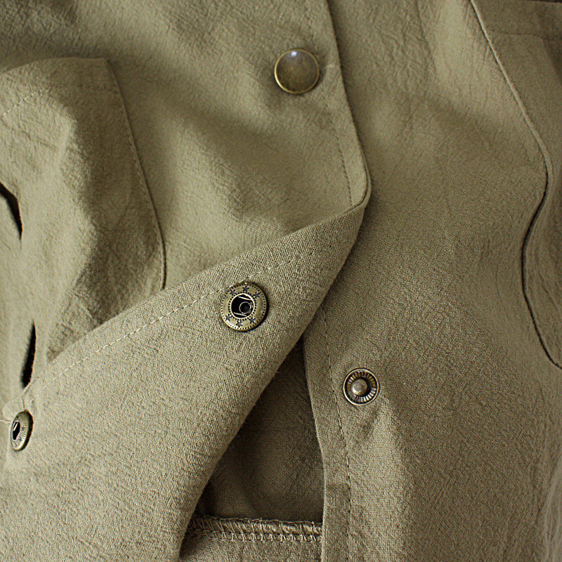 2022. gada rudens 4 xl liela izmēra jaka Sieviešu apģērbs Ikdienišķs Epaulets kabatas mētelis LĪVĀ kokvilnas lina O veida kakla vienkrāsains virsdrēbes