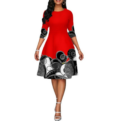 Vintage grafički print, elegantne haljine za zabave za žene, ljetna moda 2022. Ženska midi haljina plus veličine A kroja
