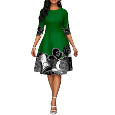 Vintage grafički print, elegantne haljine za zabave za žene, ljetna moda 2022. Ženska midi haljina plus veličine A kroja