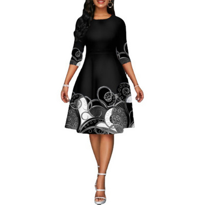 Vintage grafički print, elegantne haljine za zabave za žene, ljetna moda 2022. Ženska midi haljina plus veličine A kroja