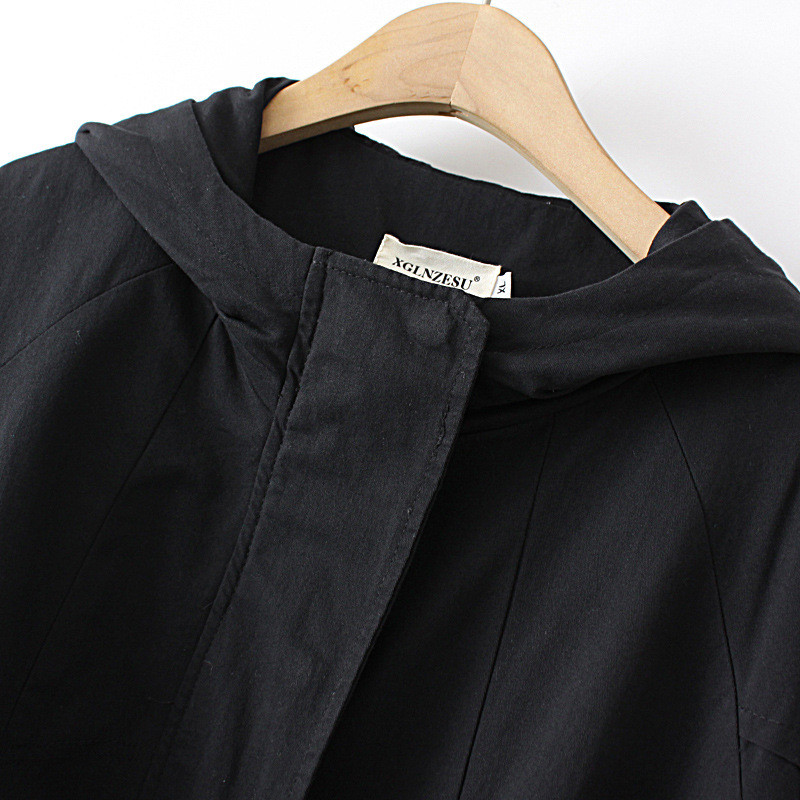 3xl Liela izmēra jaka Sieviešu apģērbs BRĪVS ar kapuci vienkrāsains kokvilnas mētelis ikdienišķs sikspārņu piedurkņu rāvējslēdzējs virsdrēbes 2022. gada rudens