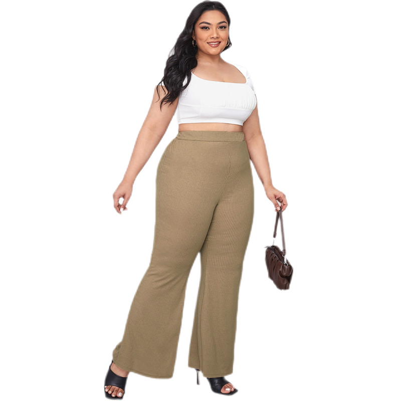 Liela izmēra rudens ziemas ikdienišķas brīvas bikses sievietēm elastīgas bikses ar augstu vidukli, platas bikses sievietēm liela izmēra bikses ar platām kājām 7XL 8XL