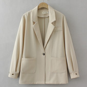 4XL Liela izmēra sieviešu žakete, 2023. gada pavasara temperaments ar vienu pogu uzvalku jaka, lielas kabatas, virsdrēbes, liela izmēra, izliektas drēbes