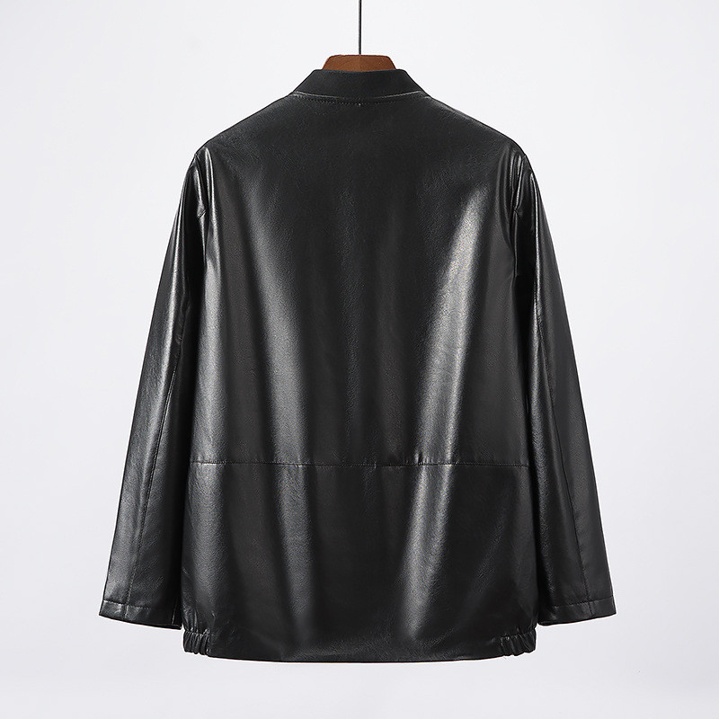 PU ādas jaka Liela izmēra sieviešu apģērbs 5xl ikdienišķs STAND apkakle melns mētelis vienkāršs garām piedurknēm rāvējslēdzējs izliekts ārdrēbes rudens