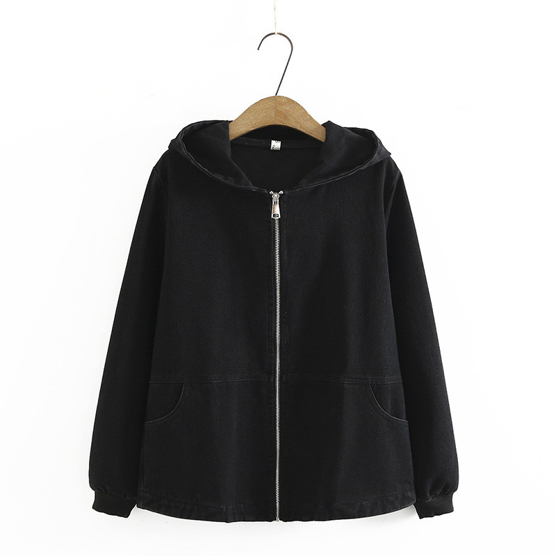 Sieviešu apģērbu mēteļi Liela izmēra rudens jauns brīvs ikdienas džinsu jaka ar kapuci sievietēm 873