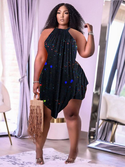 XL-5Xl lielizmēra apdrukas divdaļīgs komplekts sievietēm bez piedurknēm, apaļš kakla augšdaļa un brīvi šorti, sieviešu ikdienas oversize apģērbs