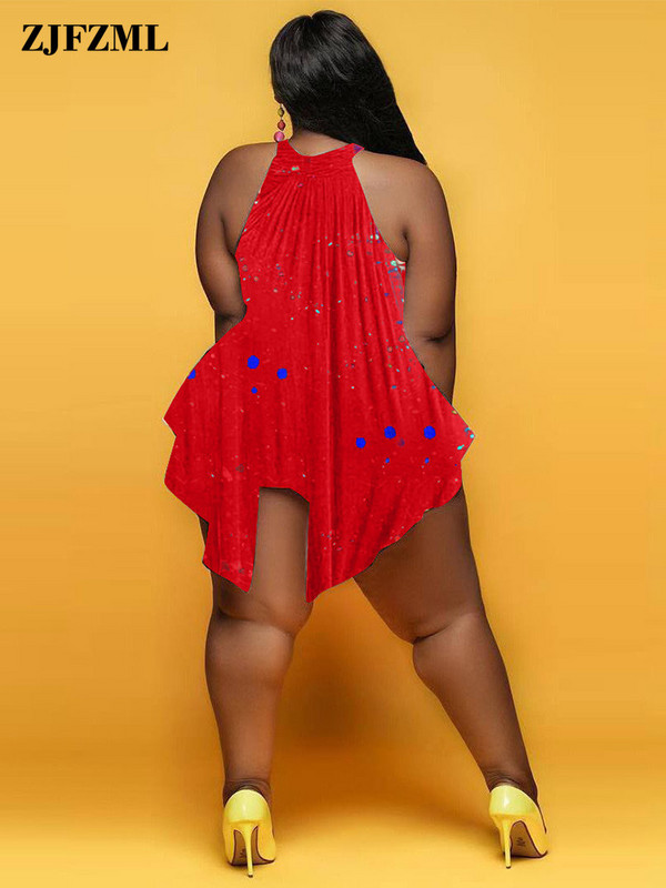 XL-5Xl lielizmēra apdrukas divdaļīgs komplekts sievietēm bez piedurknēm, apaļš kakla augšdaļa un brīvi šorti, sieviešu ikdienas oversize apģērbs