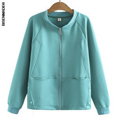 Sieviešu apģērbu jaka lielizmēra rudens jauns vienkrāsains adīšanas virsdrēbes rāvējslēdzēja kapuces mētelis