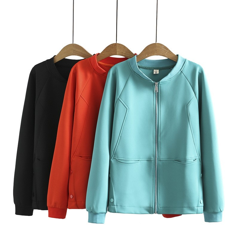 Sieviešu apģērbu jaka lielizmēra rudens jauns vienkrāsains adīšanas virsdrēbes rāvējslēdzēja kapuces mētelis