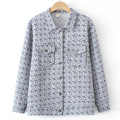 2022. gada rudens liela izmēra jaka sieviešu apģērbs elegants, divas kabatas, rūtains mētelis, ikdienas modes virsdrēbes ar garām piedurknēm