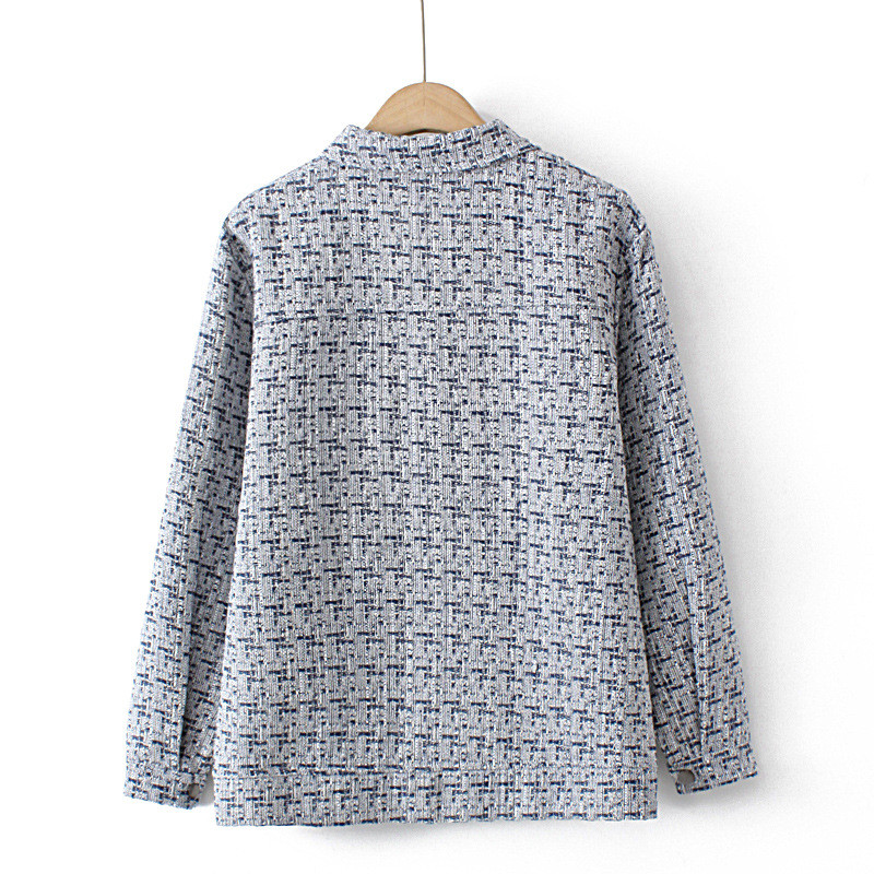 2022. gada rudens liela izmēra jaka sieviešu apģērbs elegants, divas kabatas, rūtains mētelis, ikdienas modes virsdrēbes ar garām piedurknēm