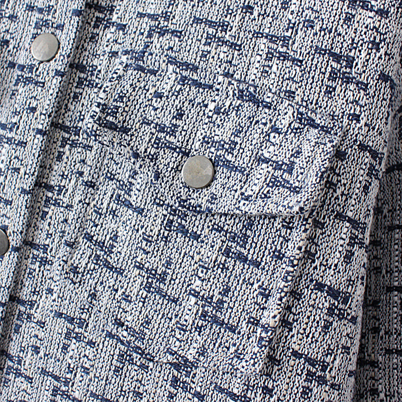 2022. gada rudens liela izmēra jaka sieviešu apģērbs elegants, divas kabatas, rūtains mētelis, ikdienas modes virsdrēbes ar garām piedurknēm