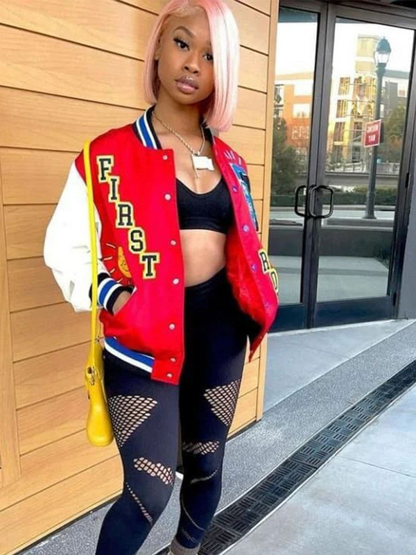 Beisbola jaka Sieviešu ielu apģērbi Lielizmēra ziemas mēteļi Jaka rievota ar garām piedurknēm raibs jaka vairumtirdzniecība dropshipping