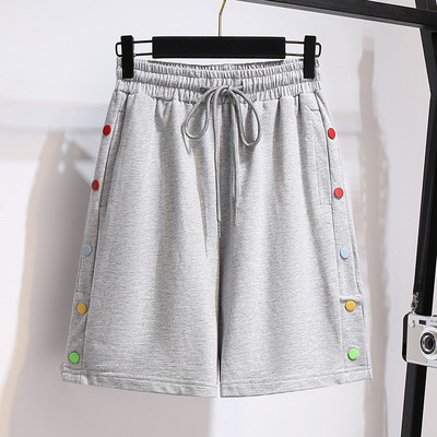 Jauni 2022. gada dāmu vasaras lielizmēra šorti sievietēm Lieli melni pelēki kokvilnas platas kājas jostas pogas kabatas šorti 3XL 4XL 5XL 6XL 7XL