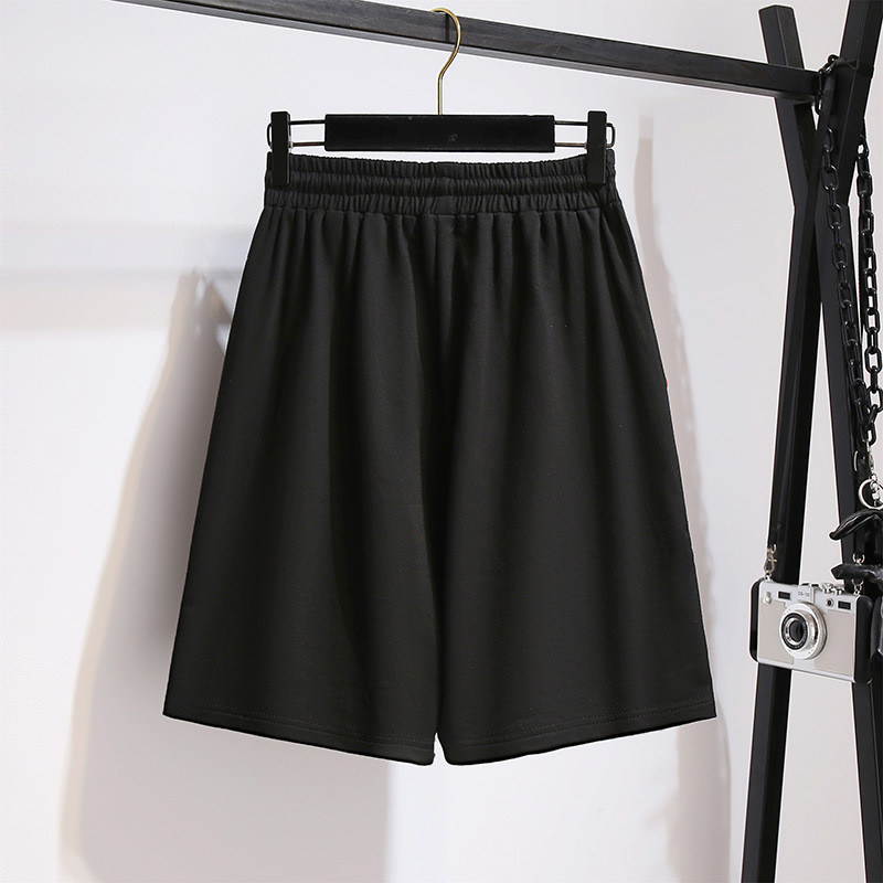 Jauni 2022. gada dāmu vasaras lielizmēra šorti sievietēm Lieli melni pelēki kokvilnas platas kājas jostas pogas kabatas šorti 3XL 4XL 5XL 6XL 7XL