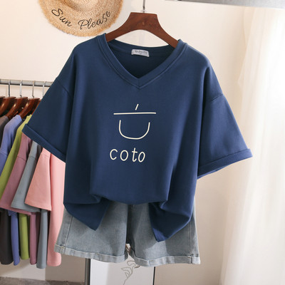 EBAIHUI lielizmēra T krekls 100% kokvilnas L-6XL sieviešu krekls ar īsām piedurknēm vasaras jauki apdrukāti ikdienas T krekli ar apdruku O kakla lielizmēra T krekli