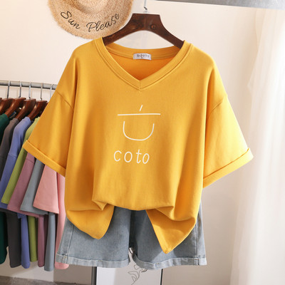 EBAIHUI lielizmēra T krekls 100% kokvilnas L-6XL sieviešu krekls ar īsām piedurknēm vasaras jauki apdrukāti ikdienas T krekli ar apdruku O kakla lielizmēra T krekli