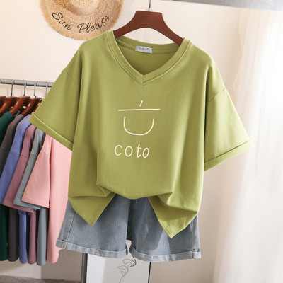 EBAIHUI lielizmēra T krekls 100% kokvilnas L-6XL sieviešu krekls ar īsām piedurknēm vasaras jauki apdrukāti ikdienas T krekli ar apdruku O kakla lielizmēra T krekli