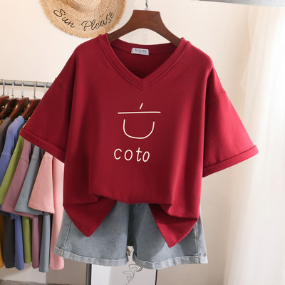 EBAIHUI lielizmēra T krekls 100% kokvilnas L-6XL sieviešu krekls ar īsām piedurknēm vasaras jauki apdrukāti ikdienas T krekli ar apdruku O kakla lielizmēra T krekli