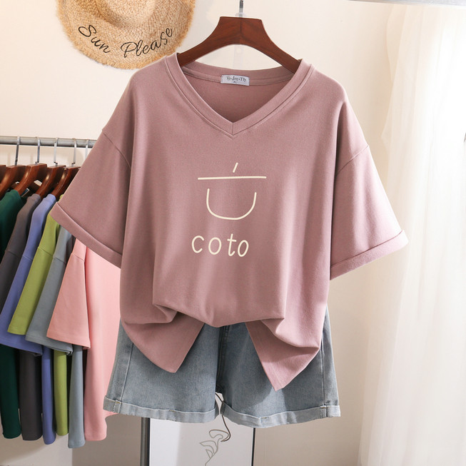 EBAIHUI lielizmēra T krekls 100% kokvilnas L-6XL sieviešu krekls ar īsām piedurknēm vasaras jauki apdrukāti ikdienas T krekli ar apdruku O kakla lielizmēra T krekli