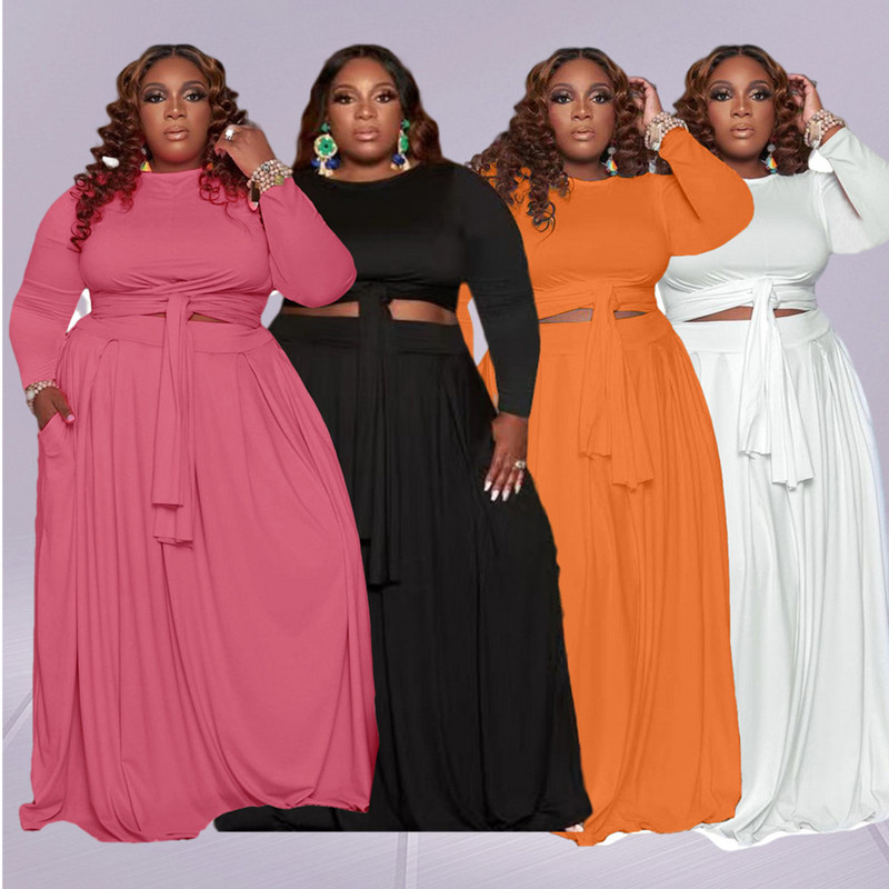 Liela izmēra sieviešu apģērbi, seksīgi svārki, divi gabali, komplekti ar garām piedurknēm līdz grīdai, vienkrāsains, ikdienišķs vairumtirdzniecības preču piegāde