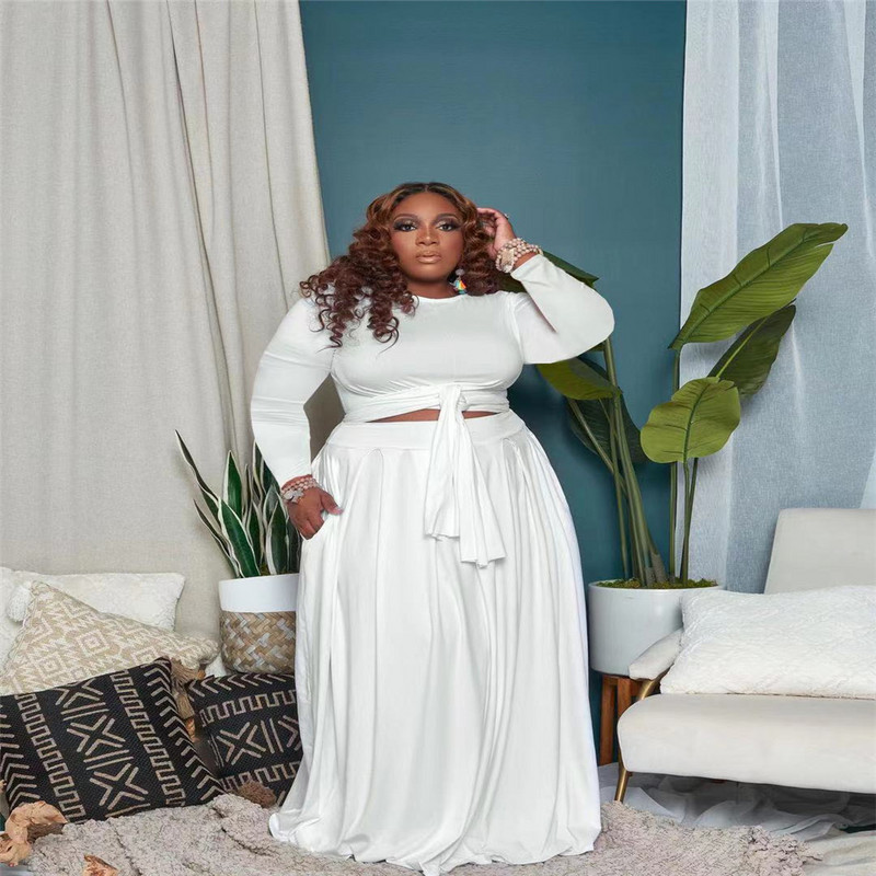 Liela izmēra sieviešu apģērbi, seksīgi svārki, divi gabali, komplekti ar garām piedurknēm līdz grīdai, vienkrāsains, ikdienišķs vairumtirdzniecības preču piegāde