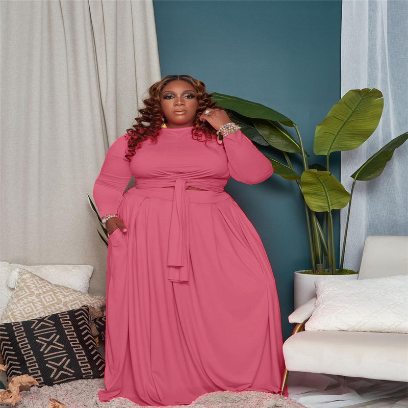 Liela izmēra sieviešu apģērbi, seksīgi svārki, divi gabali, komplekti ar garām piedurknēm līdz grīdai, vienkrāsains, ikdienišķs vairumtirdzniecības preču piegāde