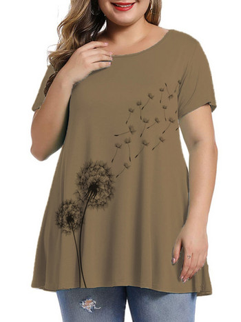 Γυναικείο μπλουζάκι μπλουζάκι 4XL 5XL 6XL Plus Size 2022 Καλοκαιρινό κοντό μανίκι πικραλίδα στάμπα Casual μπλούζα Φαρδιά υπερμεγέθη γυναικεία μπλουζάκια