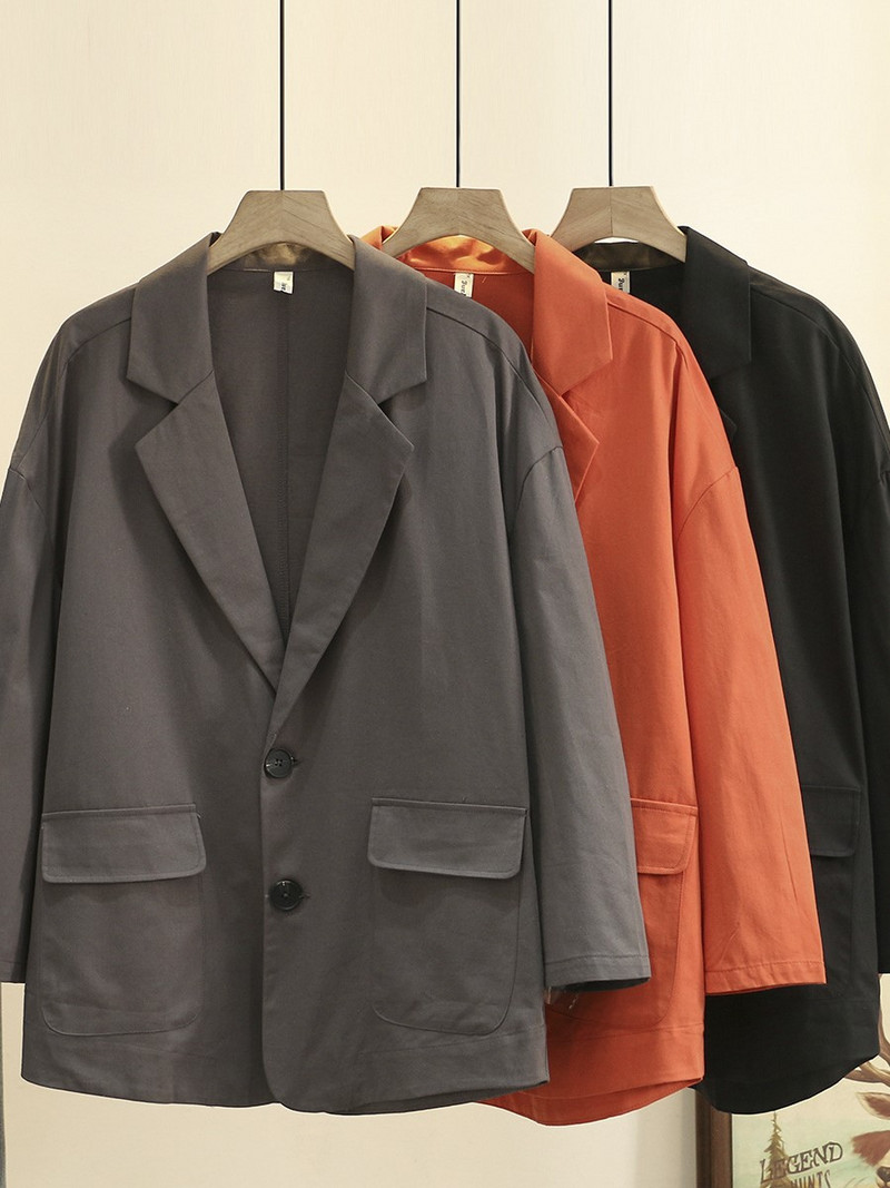 Liela izmēra žakete Sieviešu apģērbi Ikdienišķs Kokvilnas Pielāgotas Apkakles Mēteļi Modes Kabatas Masīva STANDARTA Uzvalks Jaka Pavasaris