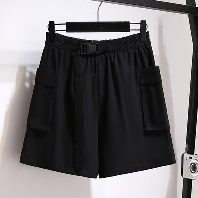 Jauni 2021. gada dāmu vasaras lielizmēra sporta šorti sievietēm, lieli brīvi ikdienas šorti ar platām kājām, melni kabatas šorti 3XL 4XL 5XL 6XL 7XL