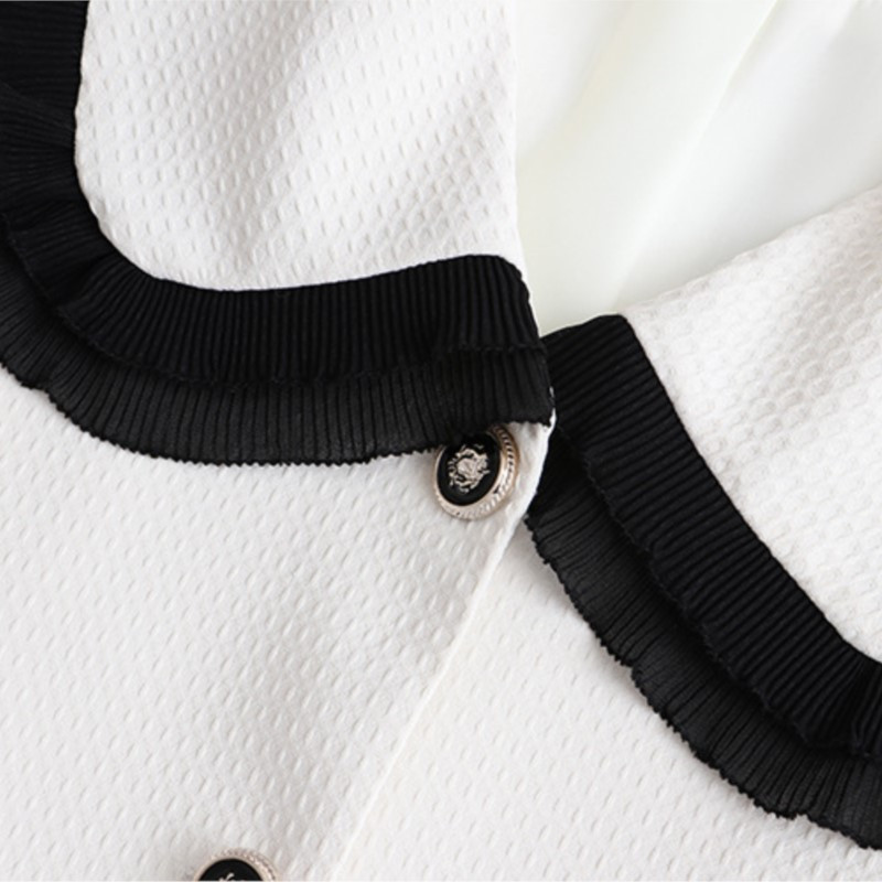 4xl Liela izmēra jaka Sieviešu apģērbi Modes salokāmi Mežģīnes Splice Sailor Collar Mētelis Sweet Single Breased Short Outwear 2022. gada rudens