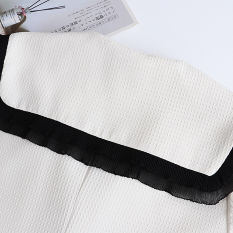 4xl Liela izmēra jaka Sieviešu apģērbi Modes salokāmi Mežģīnes Splice Sailor Collar Mētelis Sweet Single Breased Short Outwear 2022. gada rudens