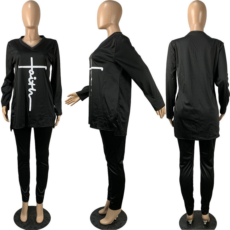 Liela izmēra komplekti Rudens apģērbi sievietēm Divdaļīgi tērpi Brīvas bikses Ikdienas treniņtērps skriešanas tērpi Vairumtirdzniecība Dropshipping