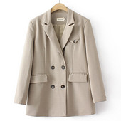 4XL rudens ziemas lielizmēra žakete sieviešu apģērbi brīvi pieguļoši divrindu uzvalka jaka ikdienas modes biezs, garš mētelis